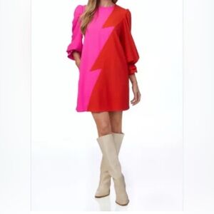 CROSBY by Mollie Burch Pink and Red Long Sleeve Dress